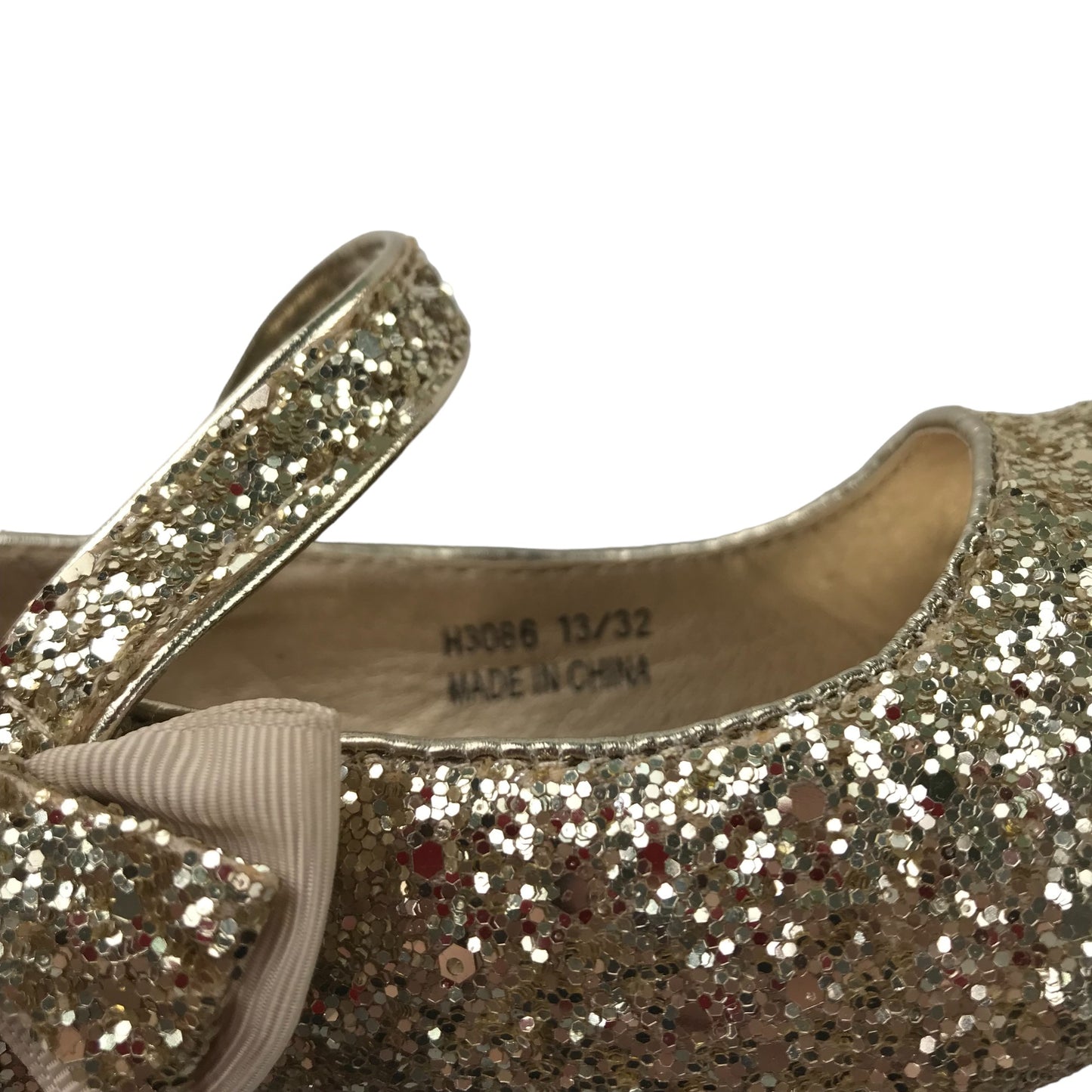 Spot On heeled pumps shoe size 13 junior golden sparkly glitter