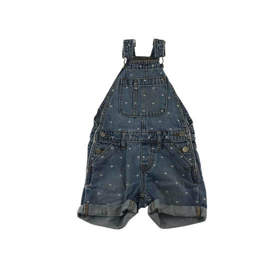 Gap dungaree shorts 4-5 years blue denim love heart design cotton