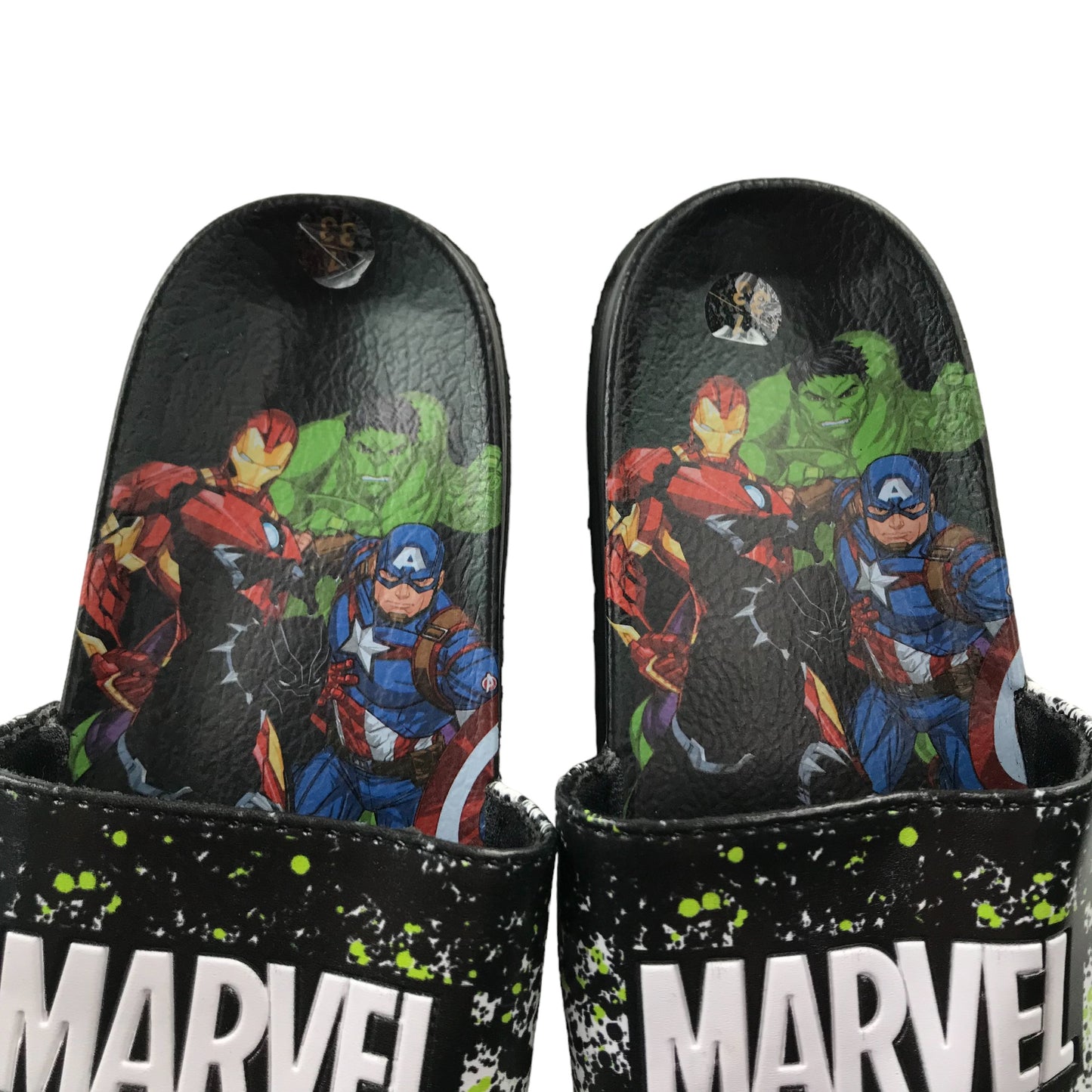 Sliders Shoe Size 1 Black and White Marvel Avengers Graphics Sandals