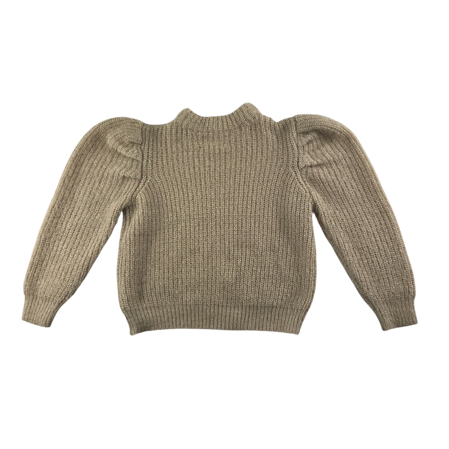 Zara Knit Jumper 7-8 Years Beige Puff Sleeve