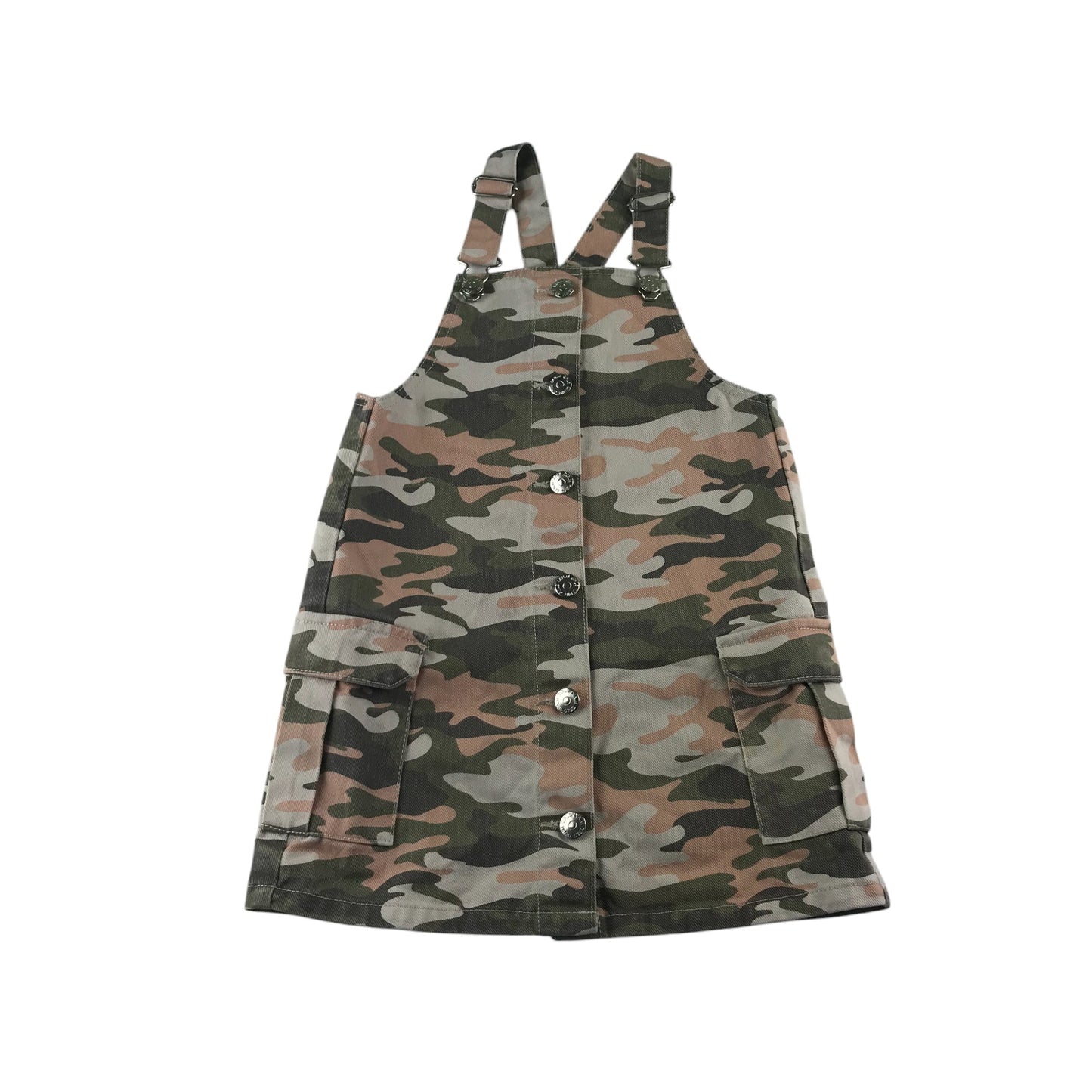 Matalan dungaree dress 5-6 years green cargo camo style cotton