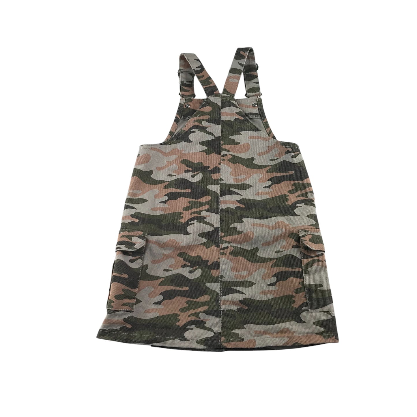 Matalan dungaree dress 5-6 years green cargo camo style cotton