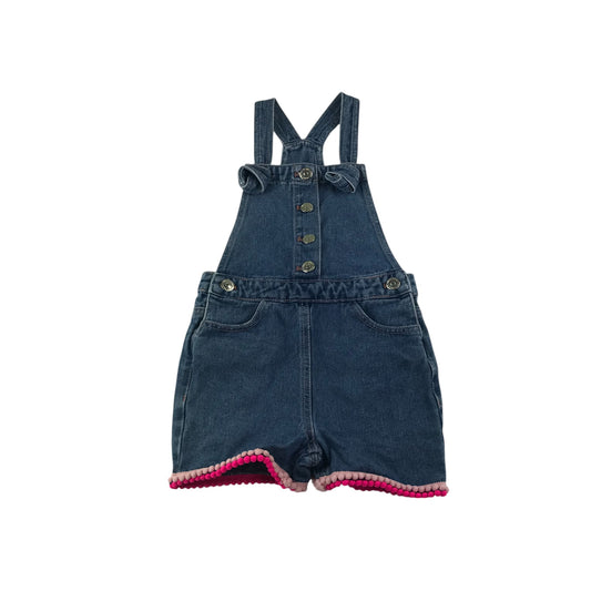 Matalan dungaree shorts 5-6 years blue denim with detailed hem cotton