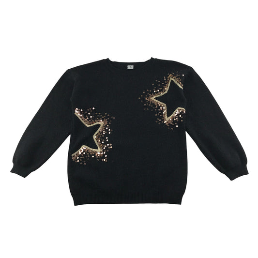 Tu Knit Jumper 7-8 Years Black with Star Sequin Detail