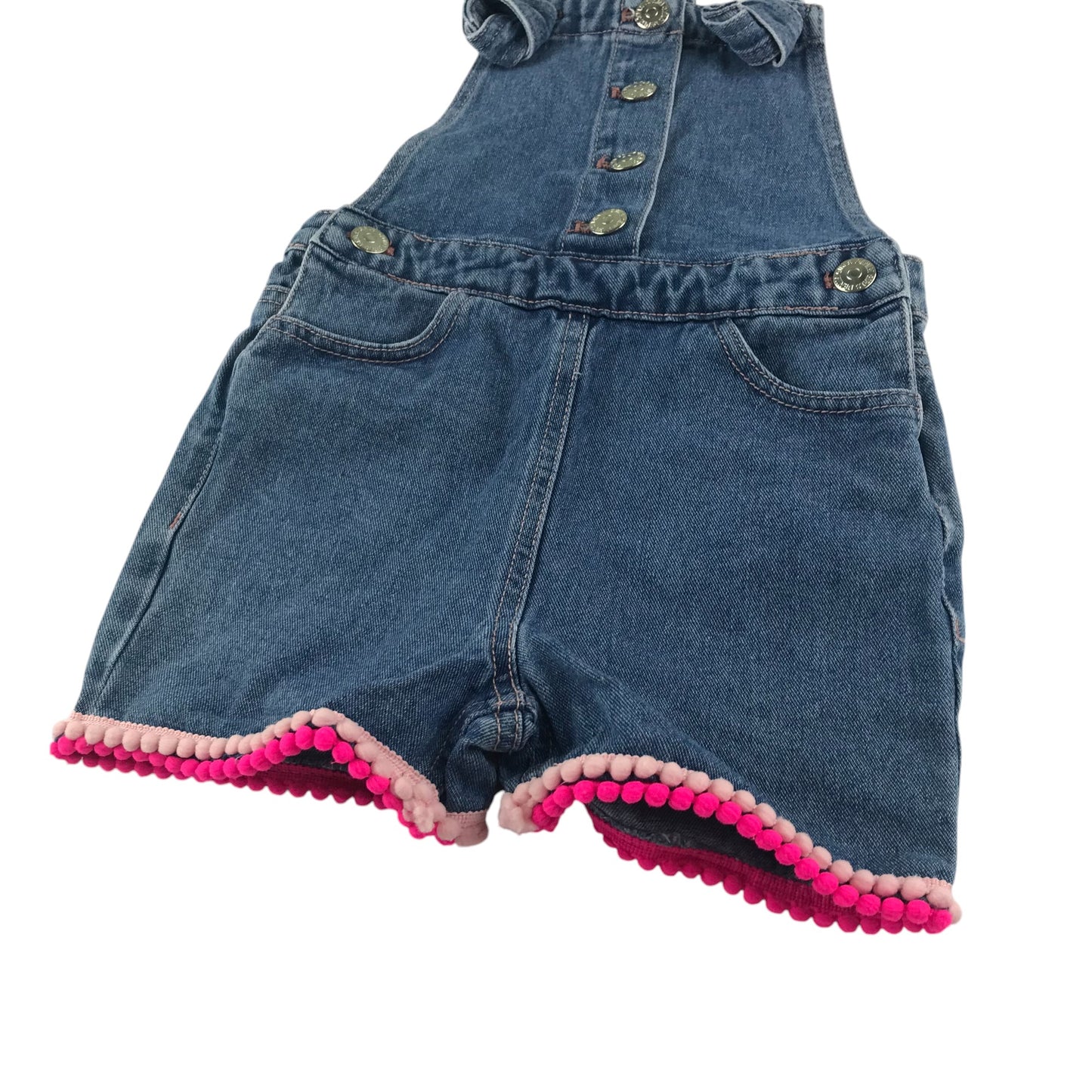 Matalan dungaree shorts 5-6 years blue denim with detailed hem cotton