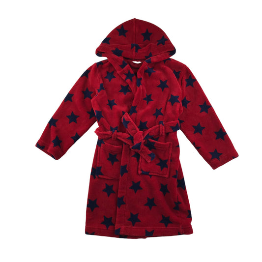 John Lewis dressing gown 6-7 years red with navy stars