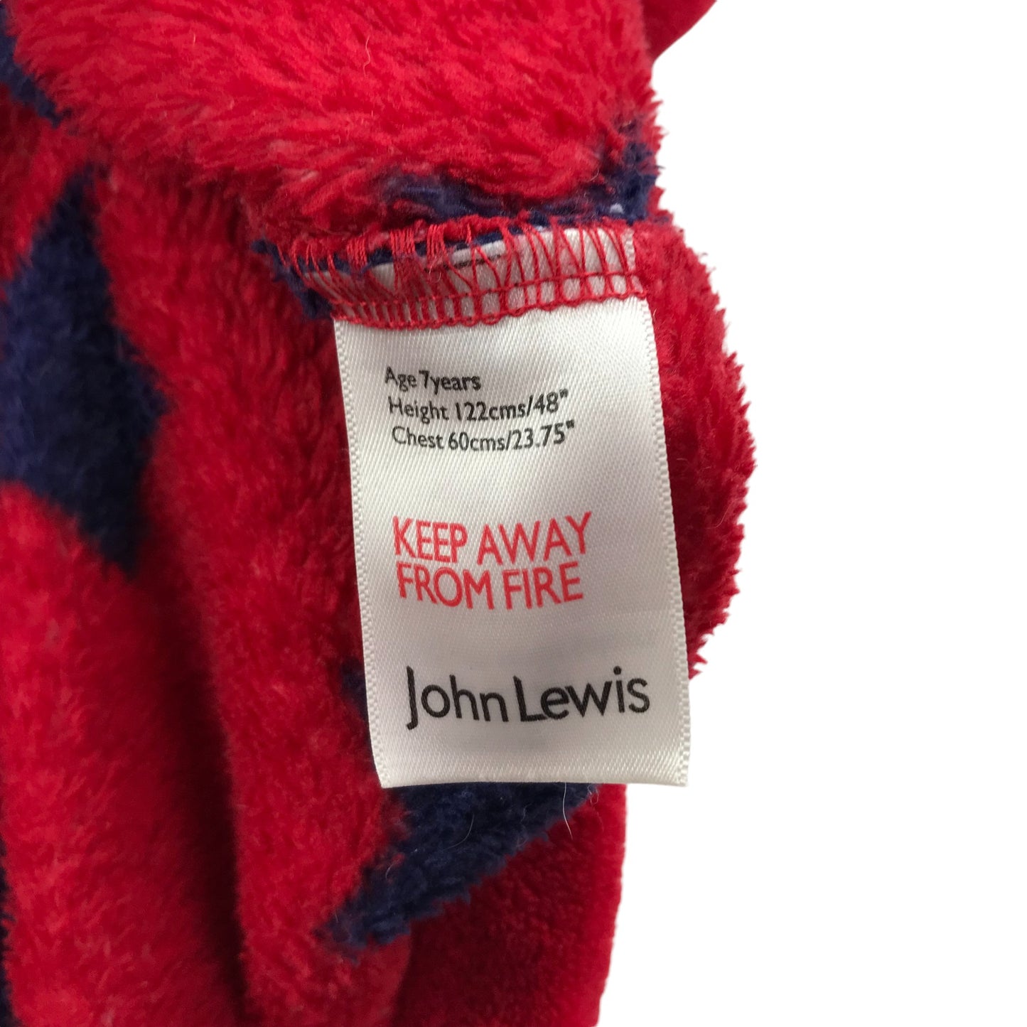 John Lewis dressing gown 6-7 years red with navy stars