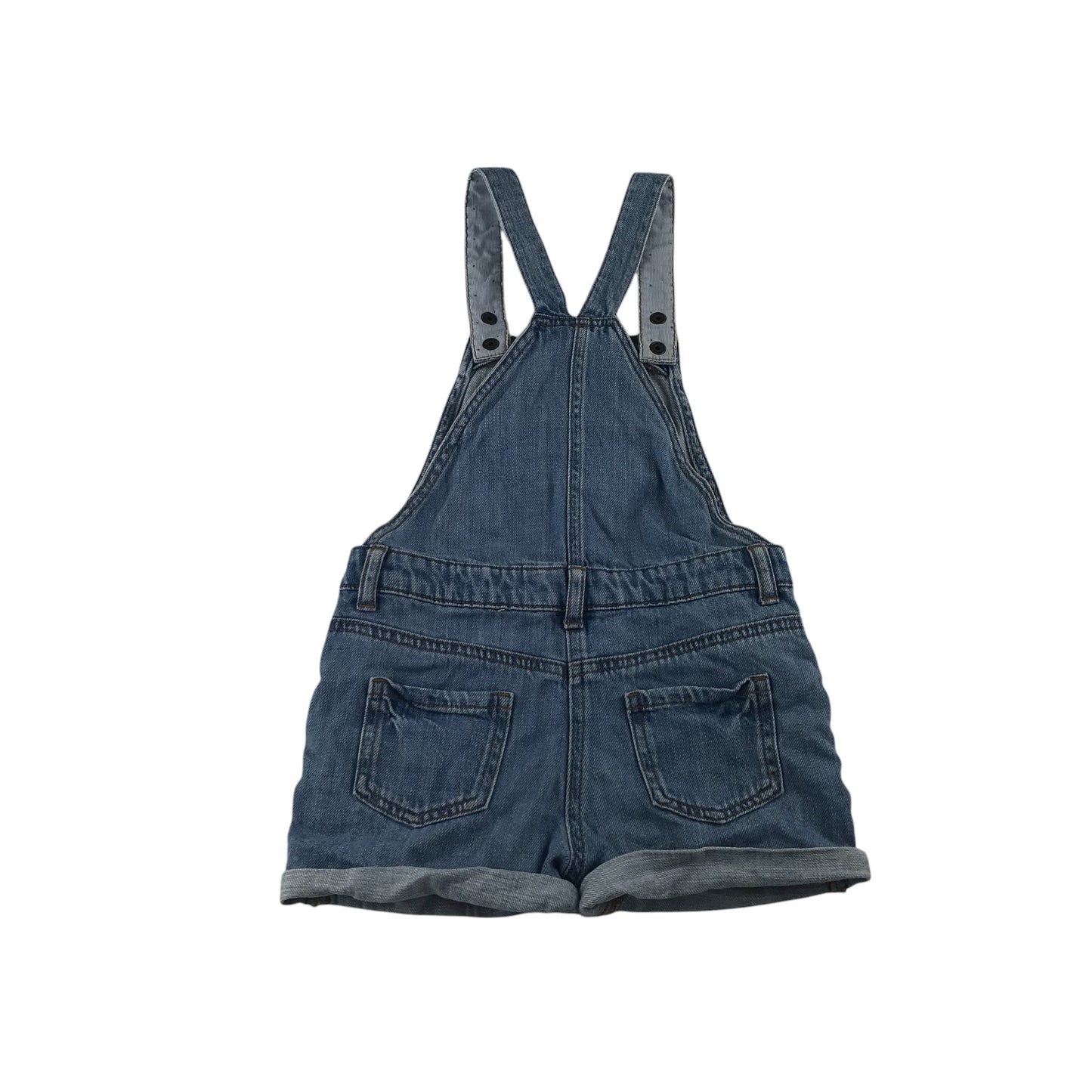 M&S dungaree shorts 5-6 years blue denim middle pocket with sequin dragonfly cotton