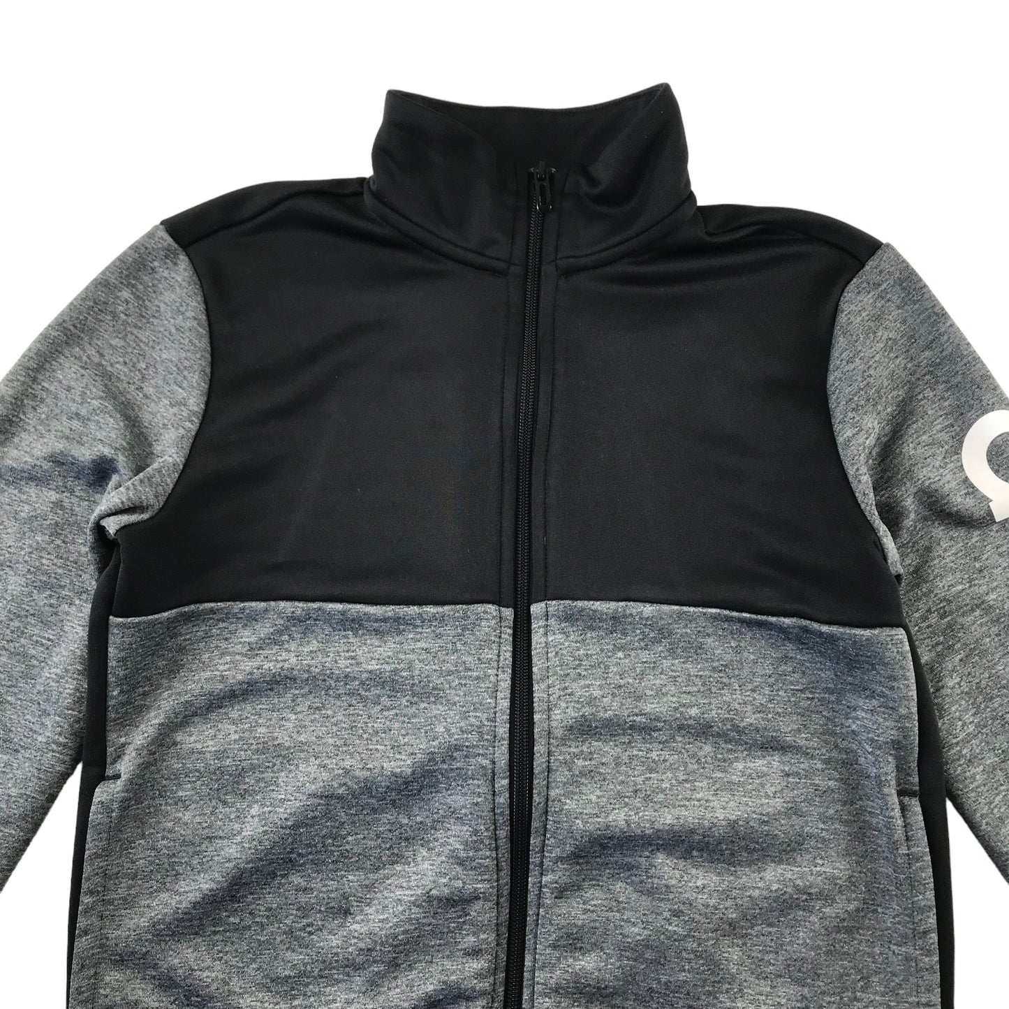 Adidas Sweatshirt 11-12 years grey and black panelled zip top