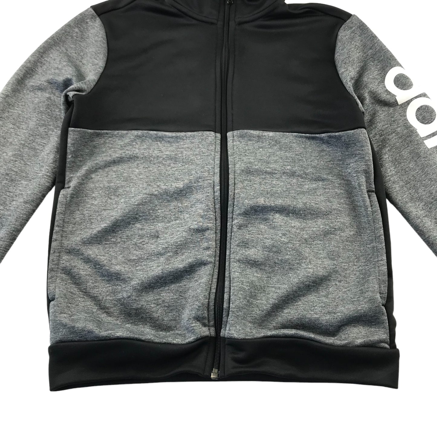 Adidas Sweatshirt 11-12 years grey and black panelled zip top