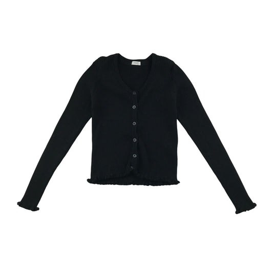 Next Cardigan 8-9 Years Black Button Up Ribbed