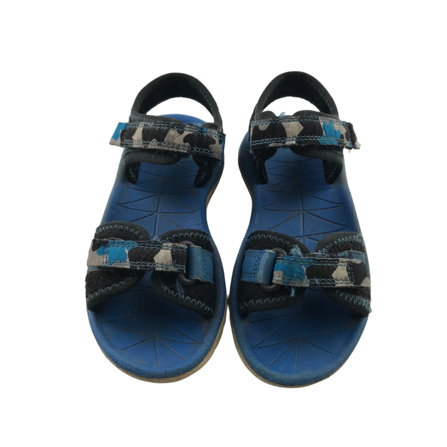Clarks Sandals Shoe Size 9 Navy and Blue Camo Pattern with Straps