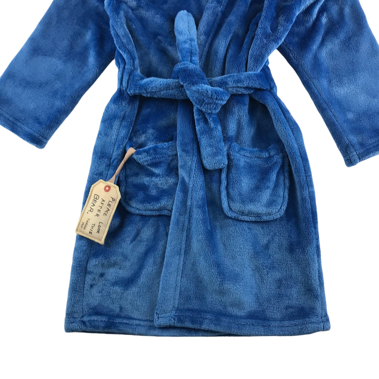 M&S dressing gown 5-6 years plain blue Paddington bear