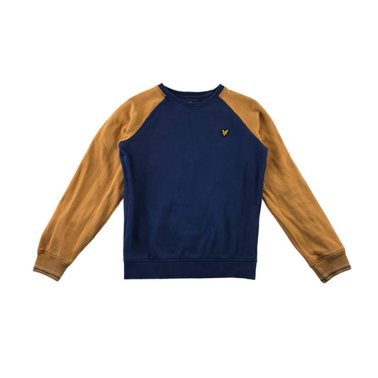 Lyle & Scott sweater 10-11 years blue and mustard panelled casual jersey