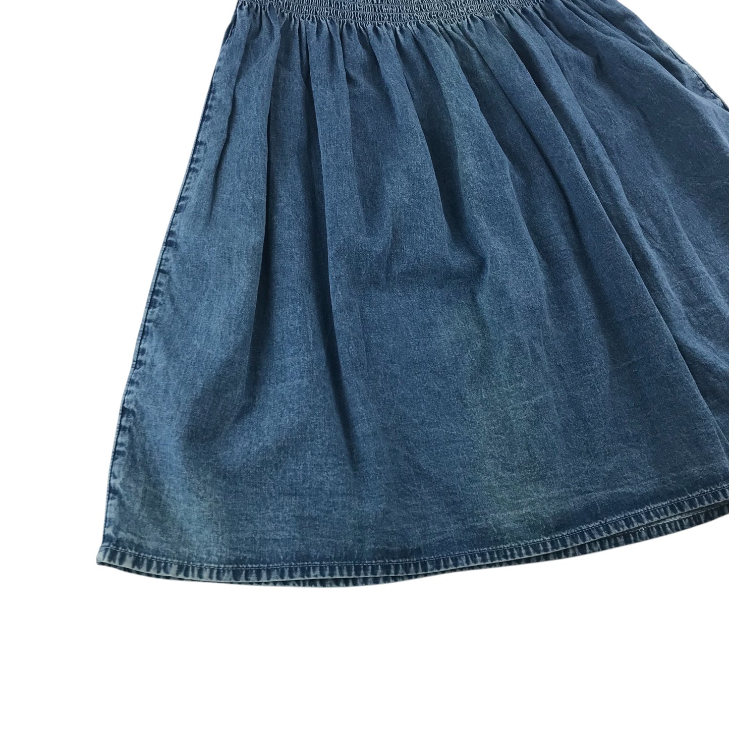 Next dress 7-8 years blue denim with floral embroidery cotton