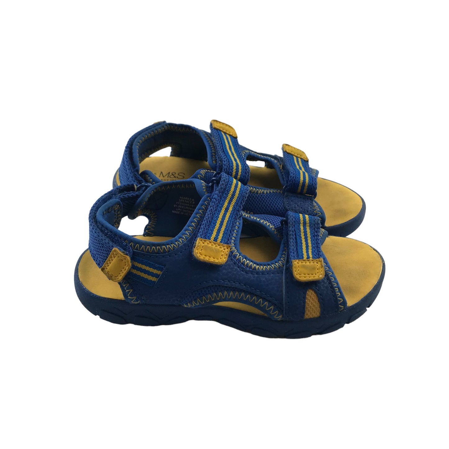 M&S Sandals Shoe Size 11 Junior Blue and Mustard Yellow with Straps