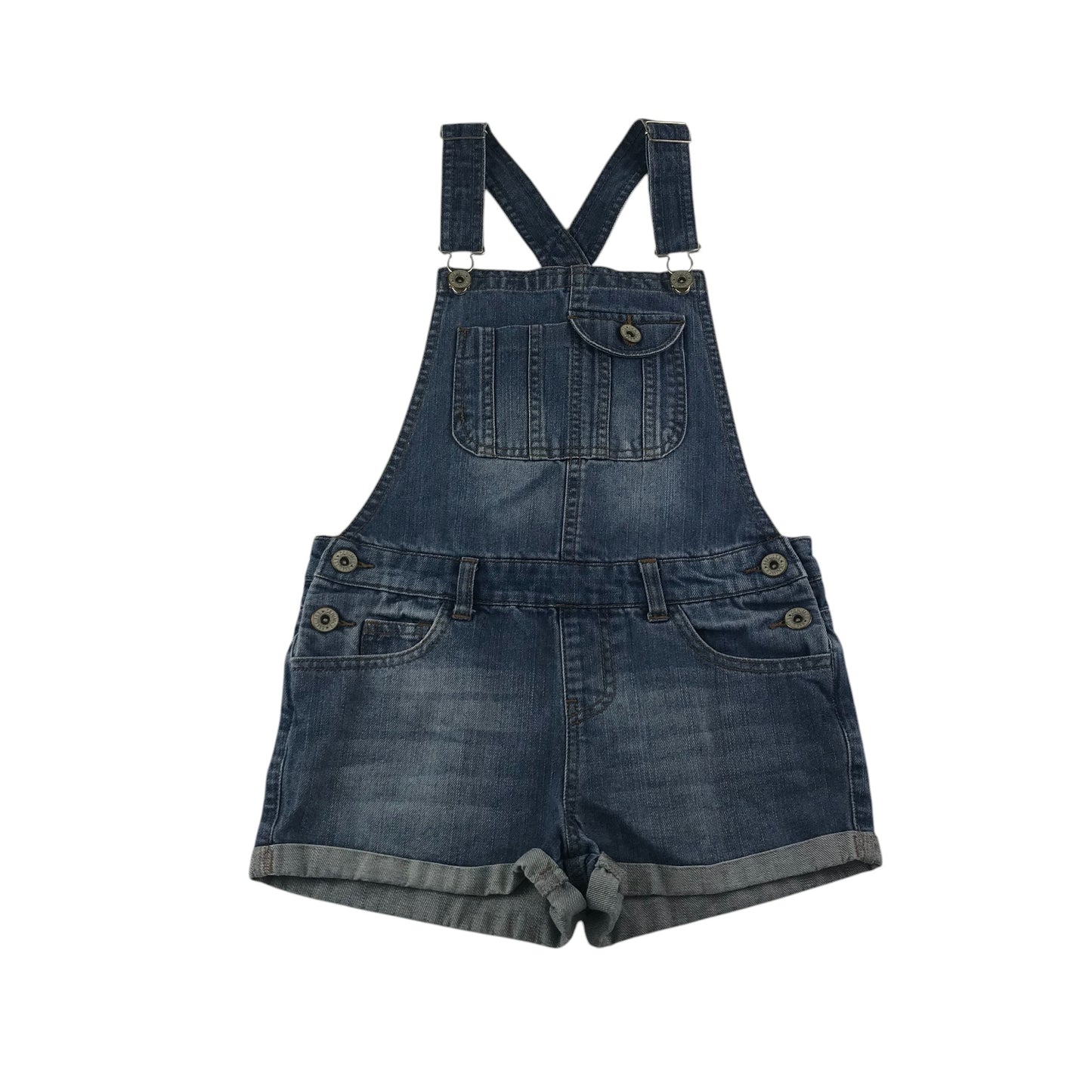 Primark dungaree shorts 8-9 years blue denim with pockets