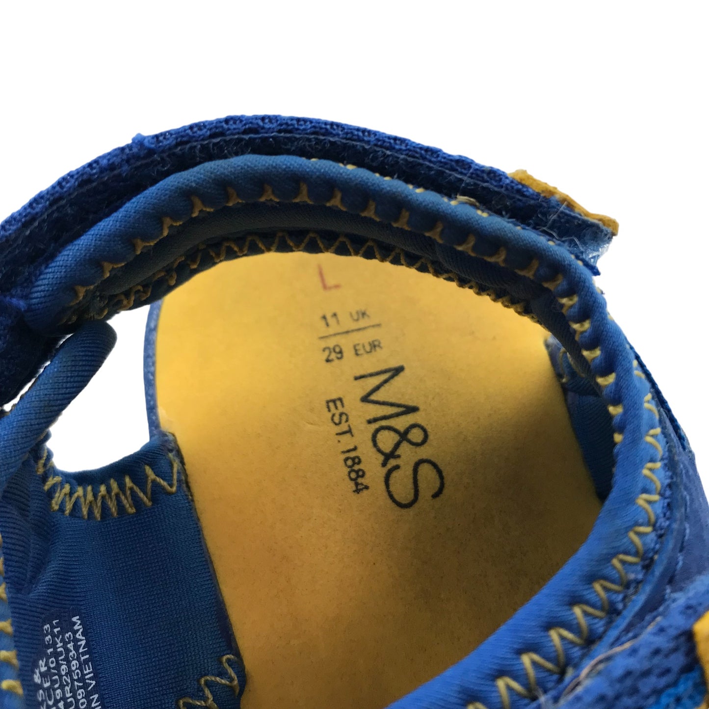 M&S Sandals Shoe Size 11 Junior Blue and Mustard Yellow with Straps