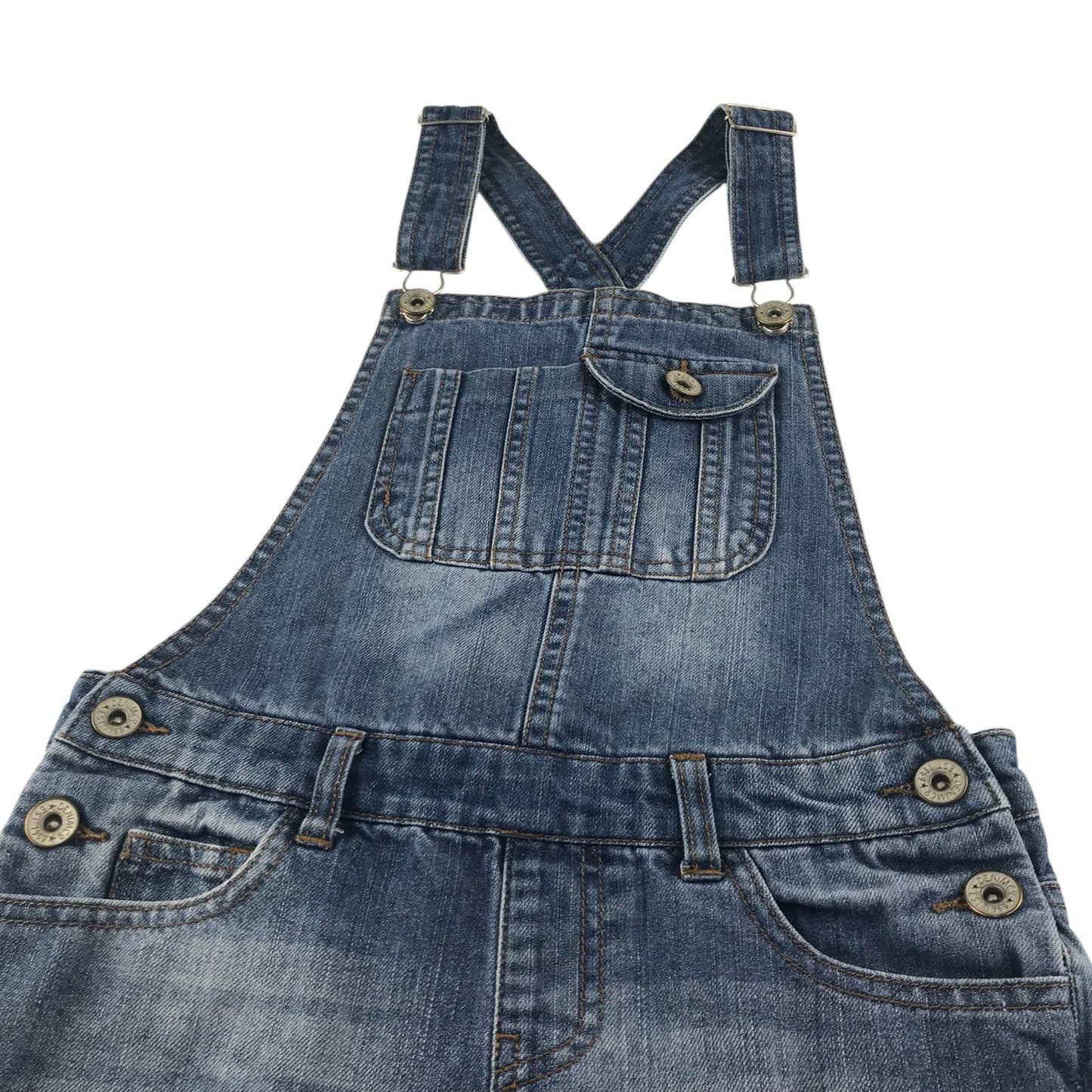 Primark dungaree shorts 8-9 years blue denim with pockets