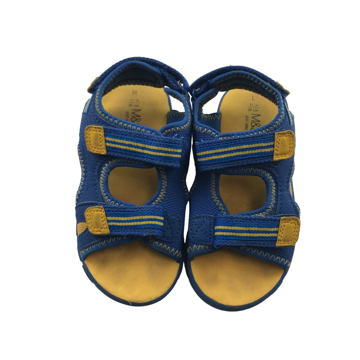 M&S Sandals Shoe Size 11 Junior Blue and Mustard Yellow with Straps