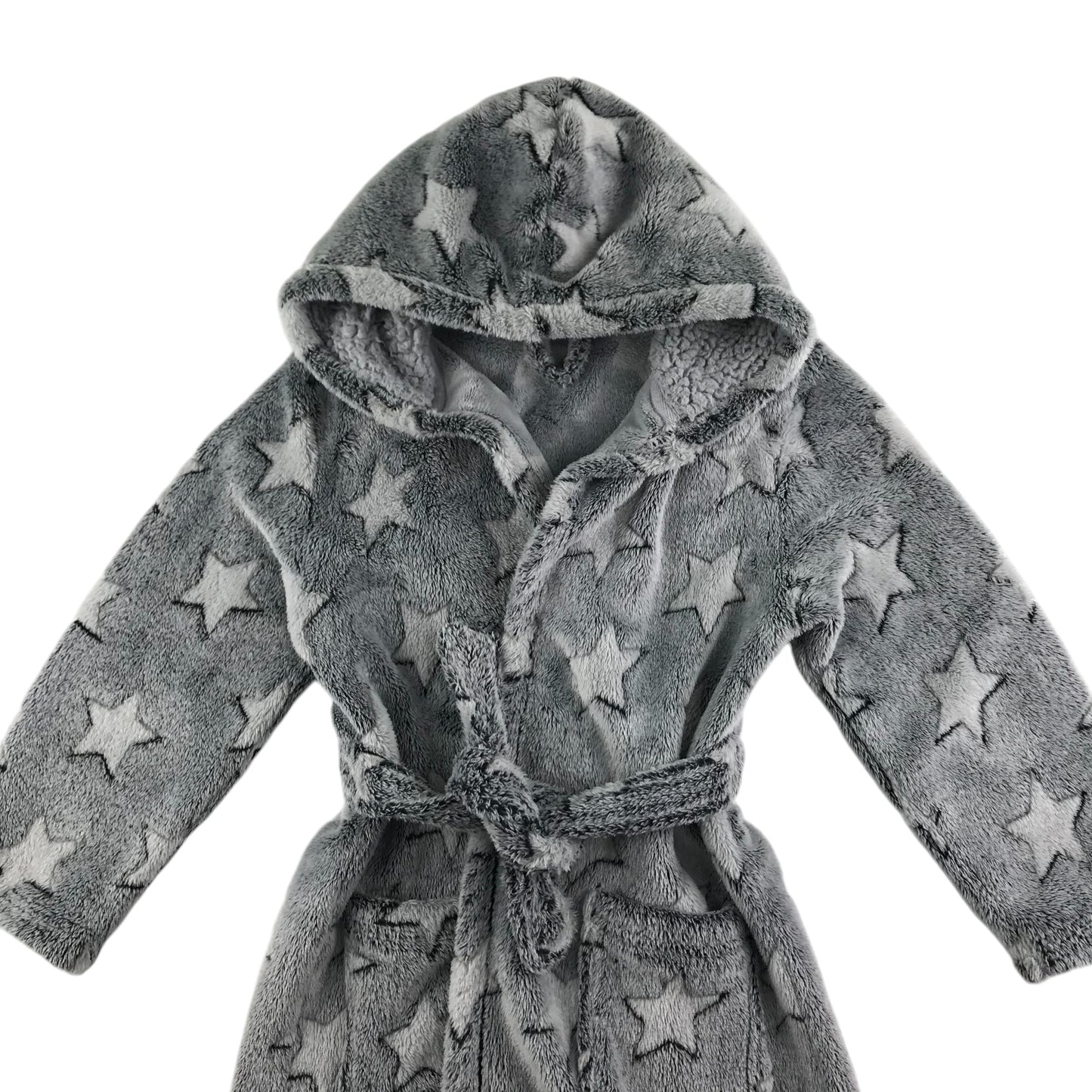 Nutmeg dressing gown 6-7 years grey with stars