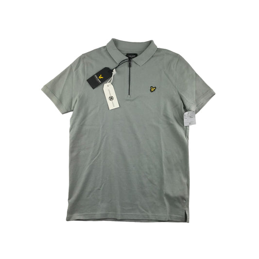 Lyle and Scott Polo Shirt Age 14 Grey Collared Zip up Neck Cotton