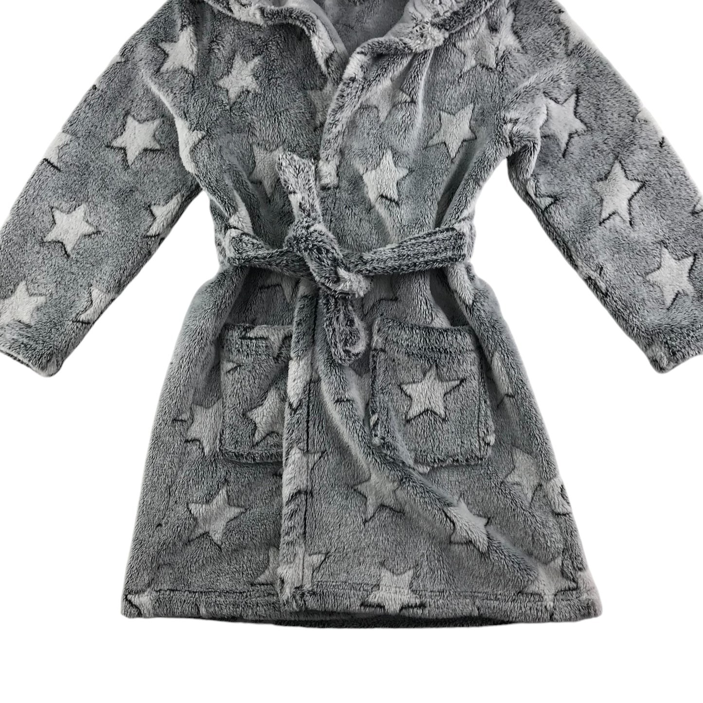 Nutmeg dressing gown 6-7 years grey with stars