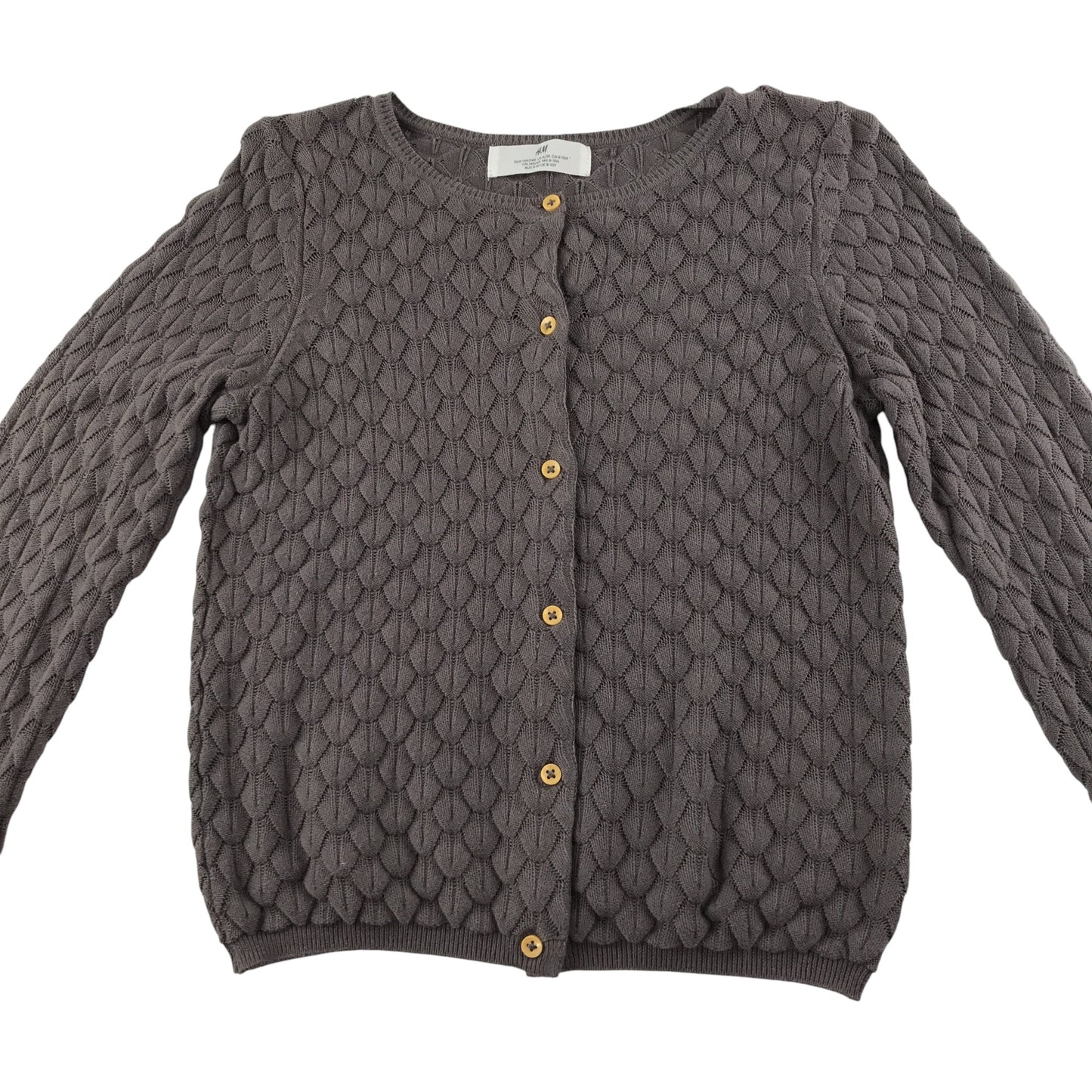H&M Cardigan 8-9 Years Brown Button Up Cotton Knit