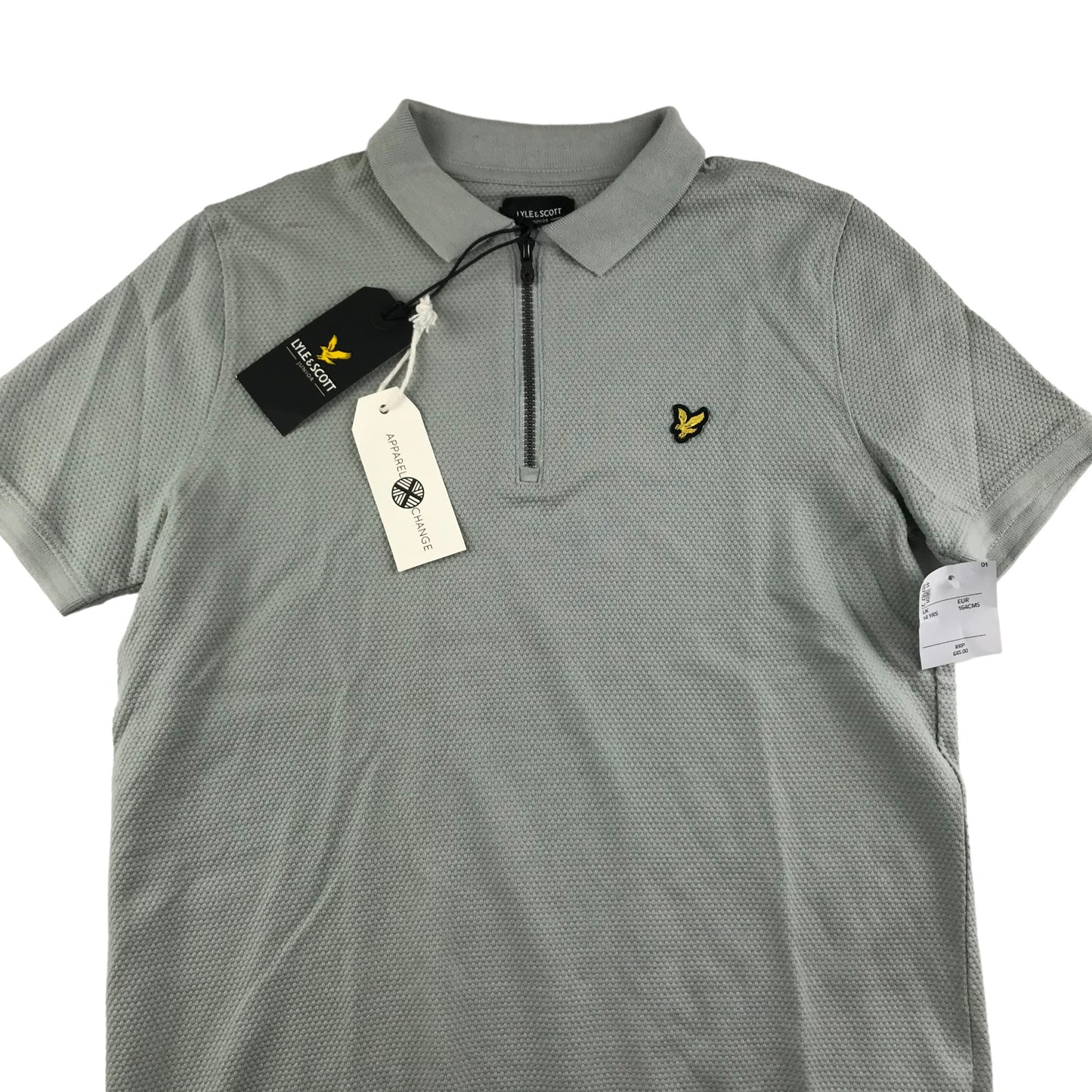 Lyle and Scott Polo Shirt Age 14 Grey Collared Zip up Neck Cotton