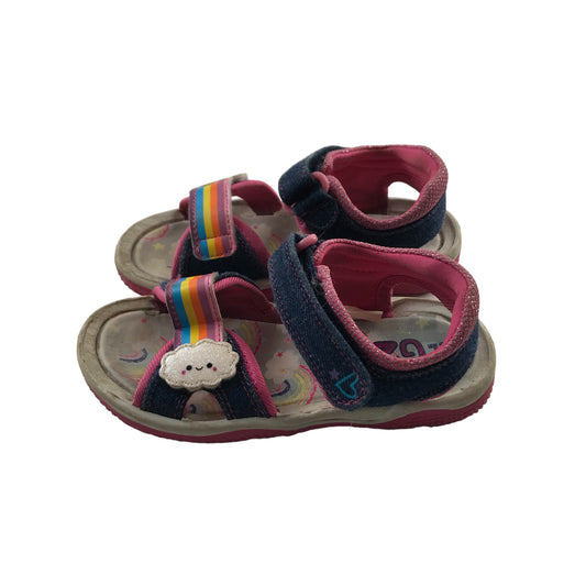G2S Sandals Shoe Size 11 Junior Navy Denim Style Rainbow Straps