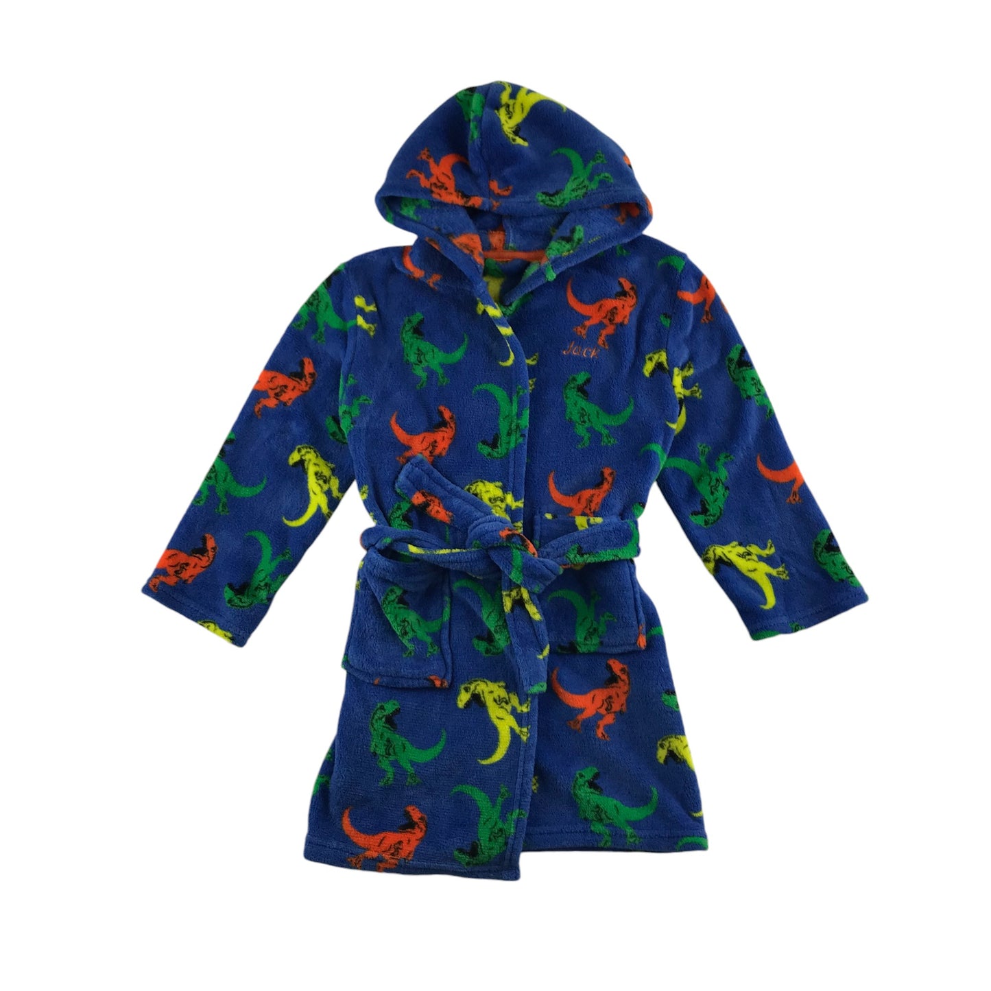 Dressing gown 6-7 years blue with multicoloured dinosaur graphics