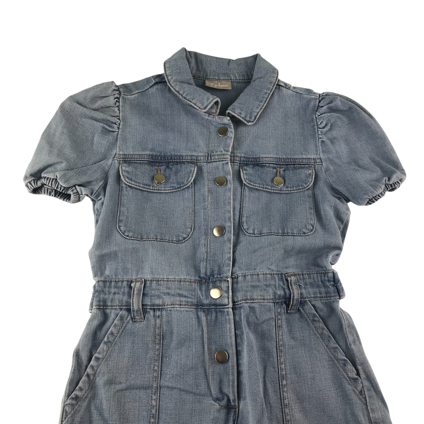 Matalan playsuit 8-9 years blue denim button up