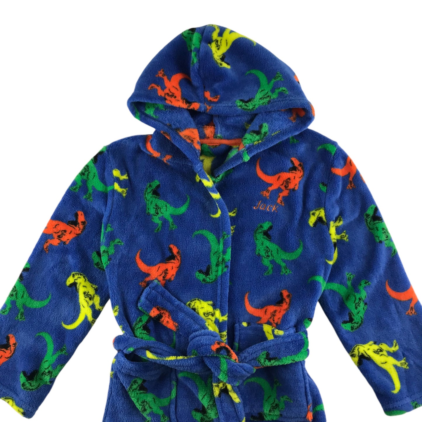 Dressing gown 6-7 years blue with multicoloured dinosaur graphics