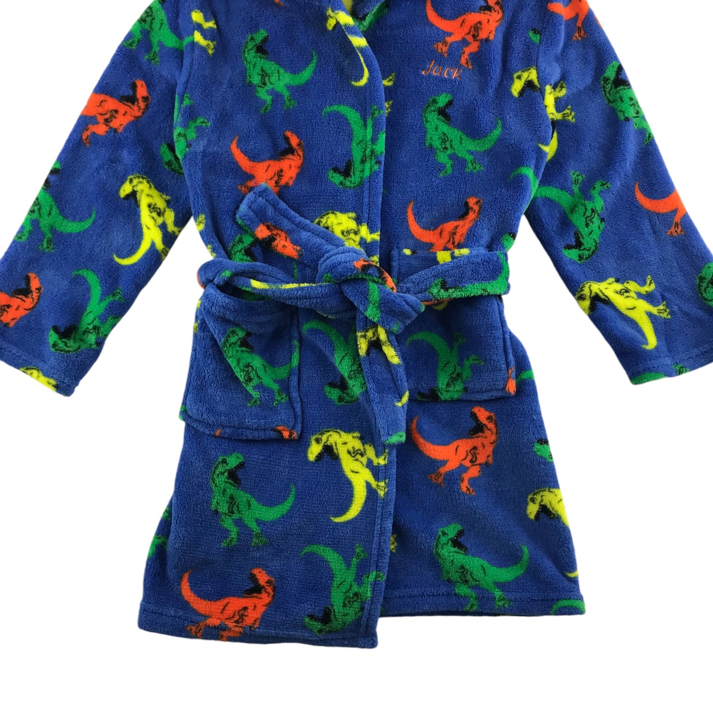 Dressing gown 6-7 years blue with multicoloured dinosaur graphics