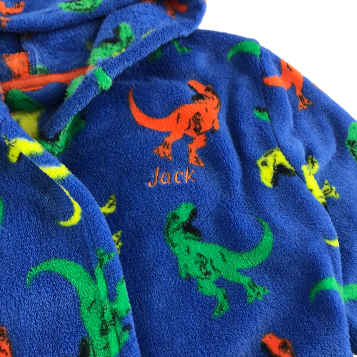 Dressing gown 6-7 years blue with multicoloured dinosaur graphics