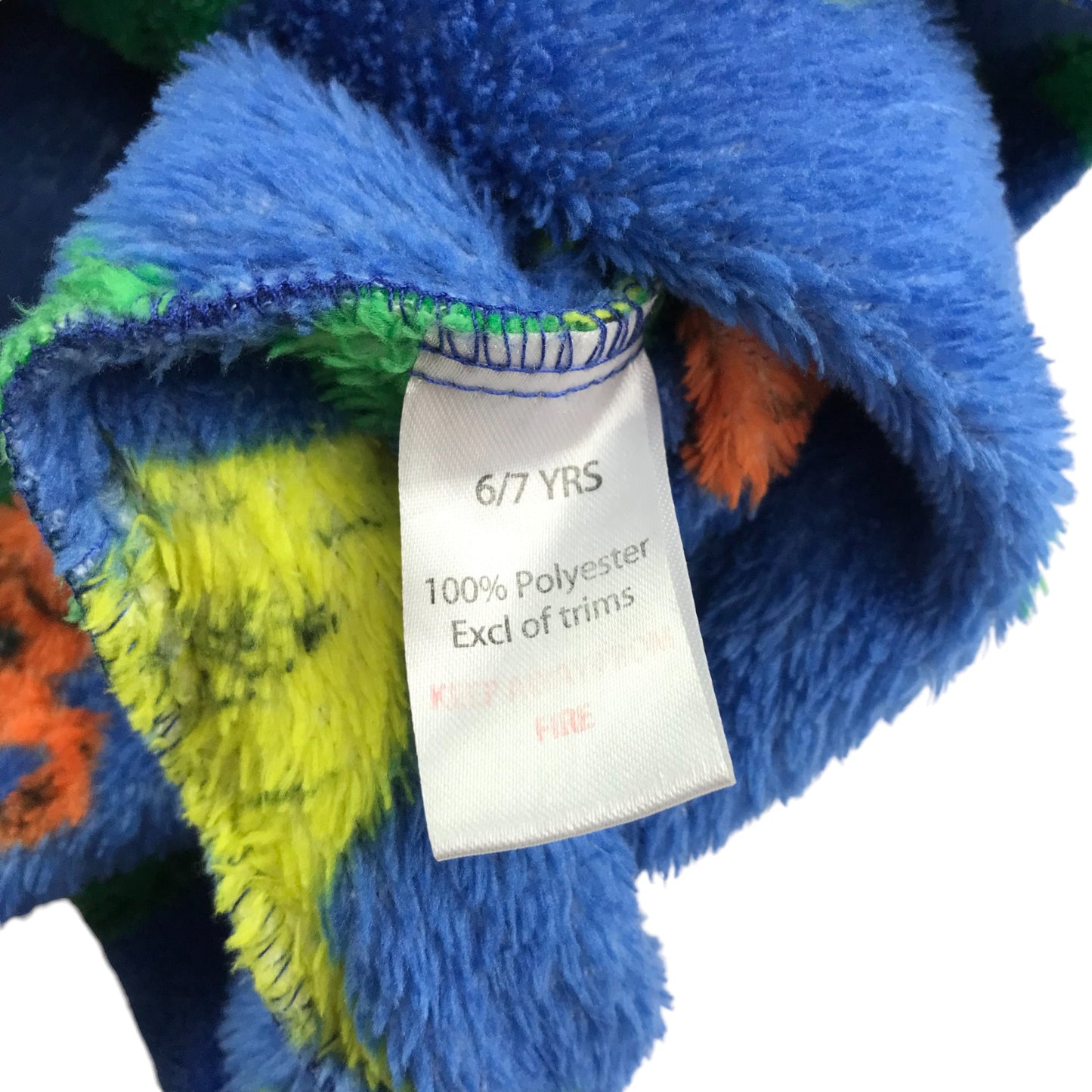 Dressing gown 6-7 years blue with multicoloured dinosaur graphics