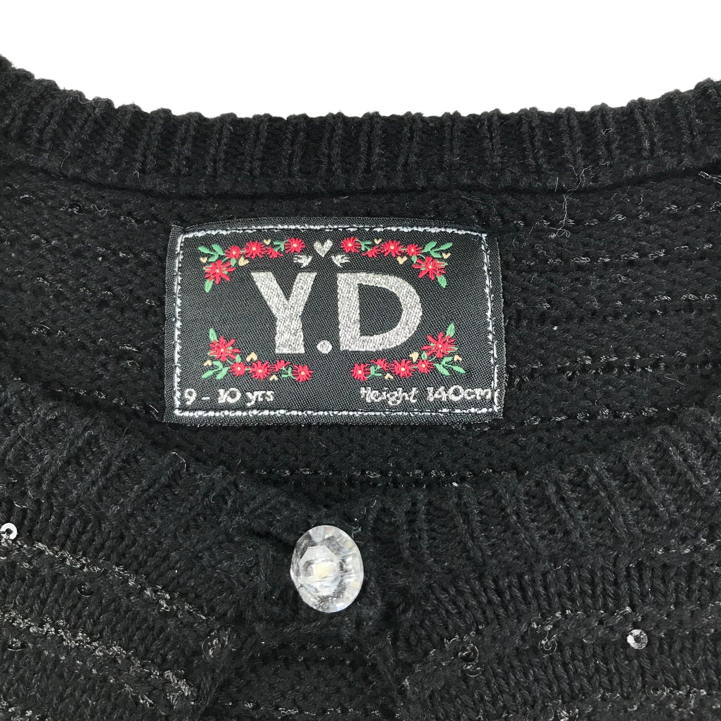 YD Cardigan 9-10 Years Black Knit with Sequins