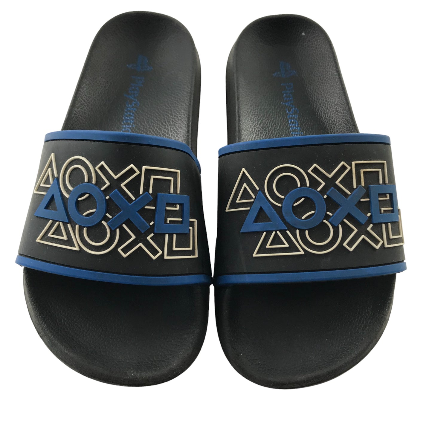 Sliders Shoe Size 1 Black PlayStation Button Graphic Sandals