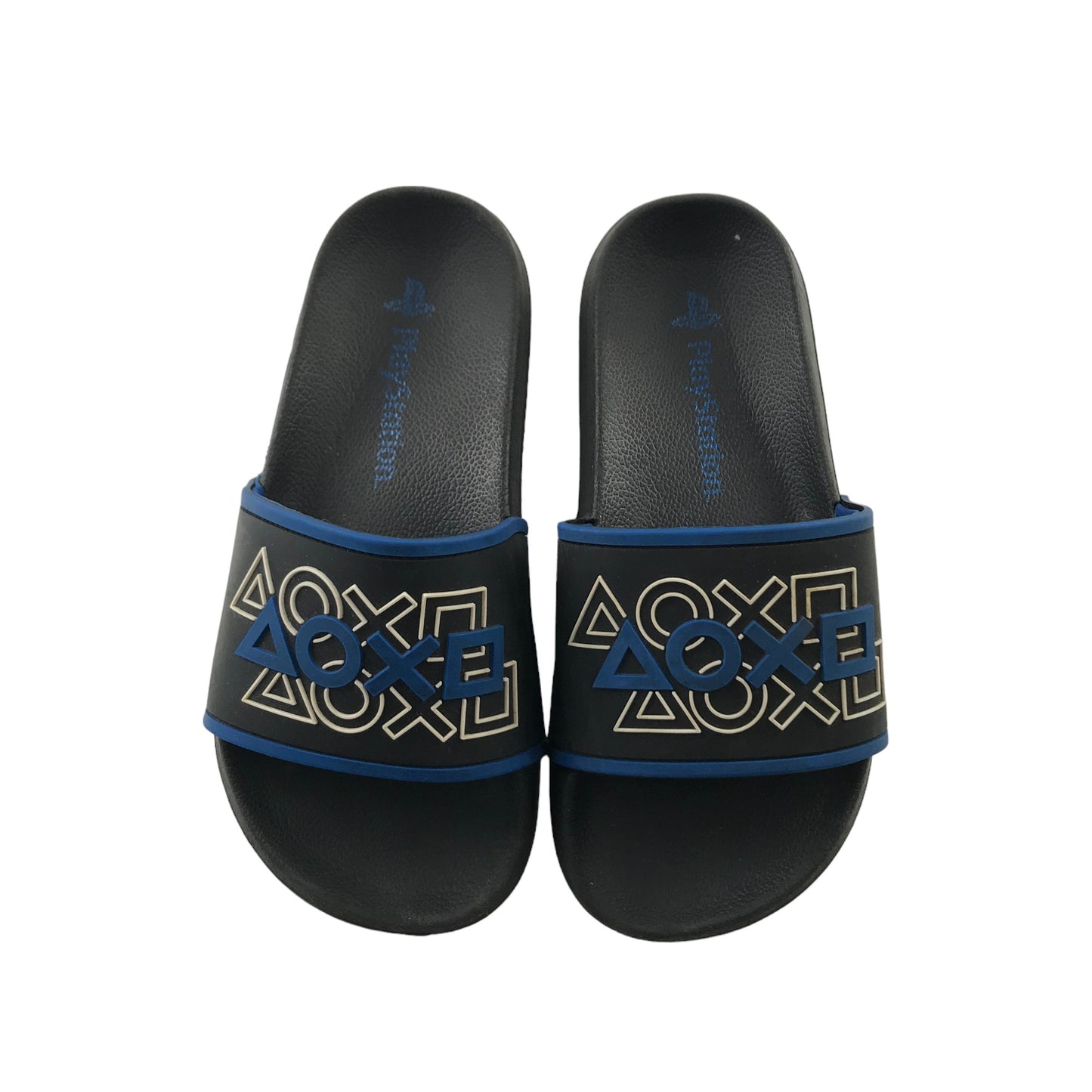 Sliders Shoe Size 1 Black PlayStation Button Graphic Sandals