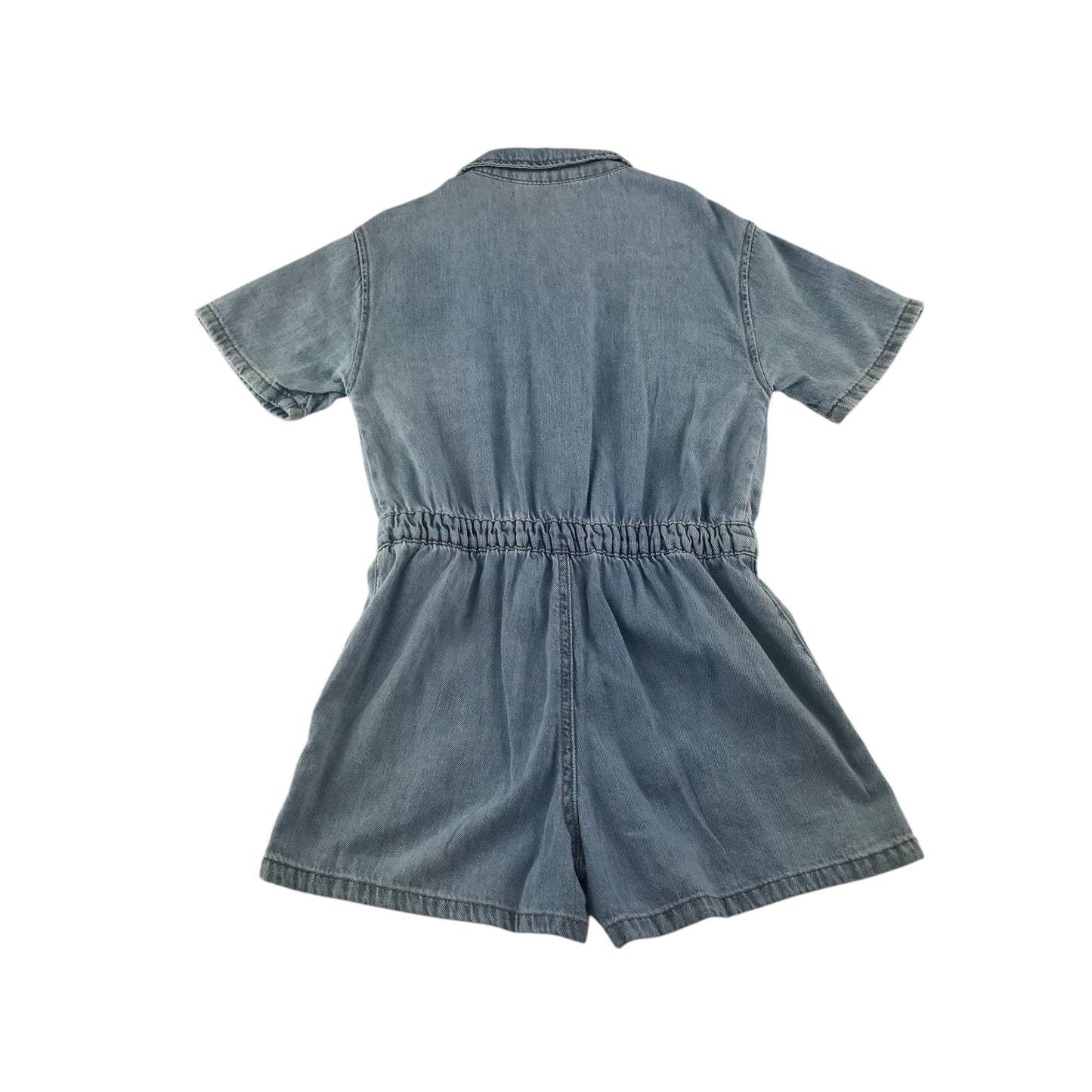 Zara playsuit 9-10 years blue plain denim button up cotton