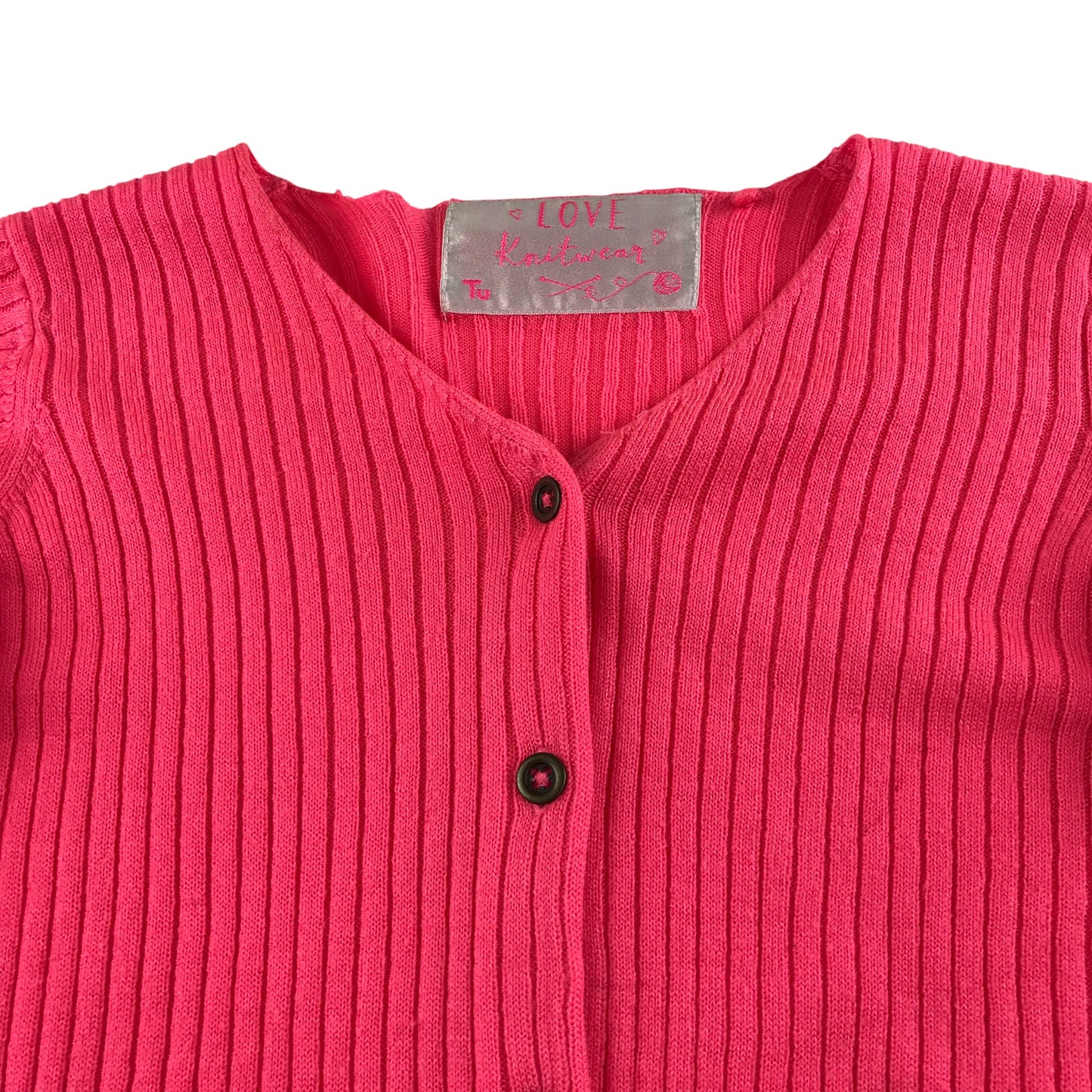 Tu Cardigan 8-9 Years Pink Rib Knit Button Up