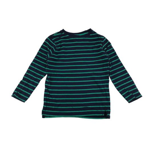 George T-shirt Age 5 Navy Green Stripy Long Sleeve Cotton