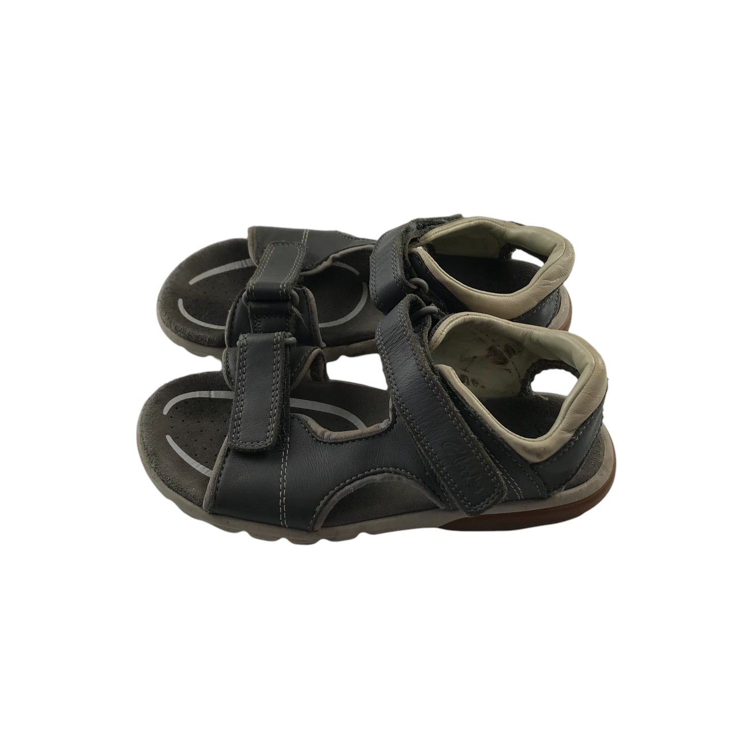 Clarks Sandals Shoe Size 12.5 Junior Grey Leather Style with Straps
