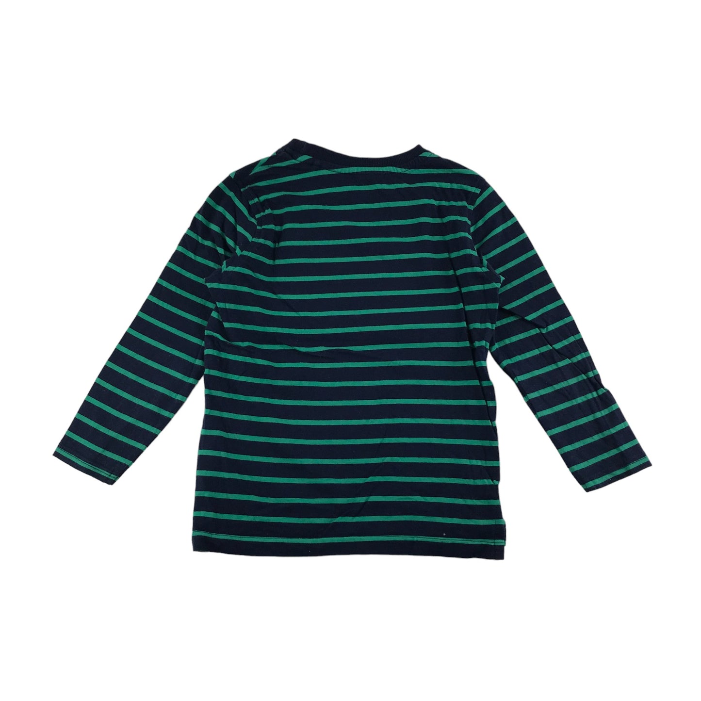 George T-shirt Age 5 Navy Green Stripy Long Sleeve Cotton