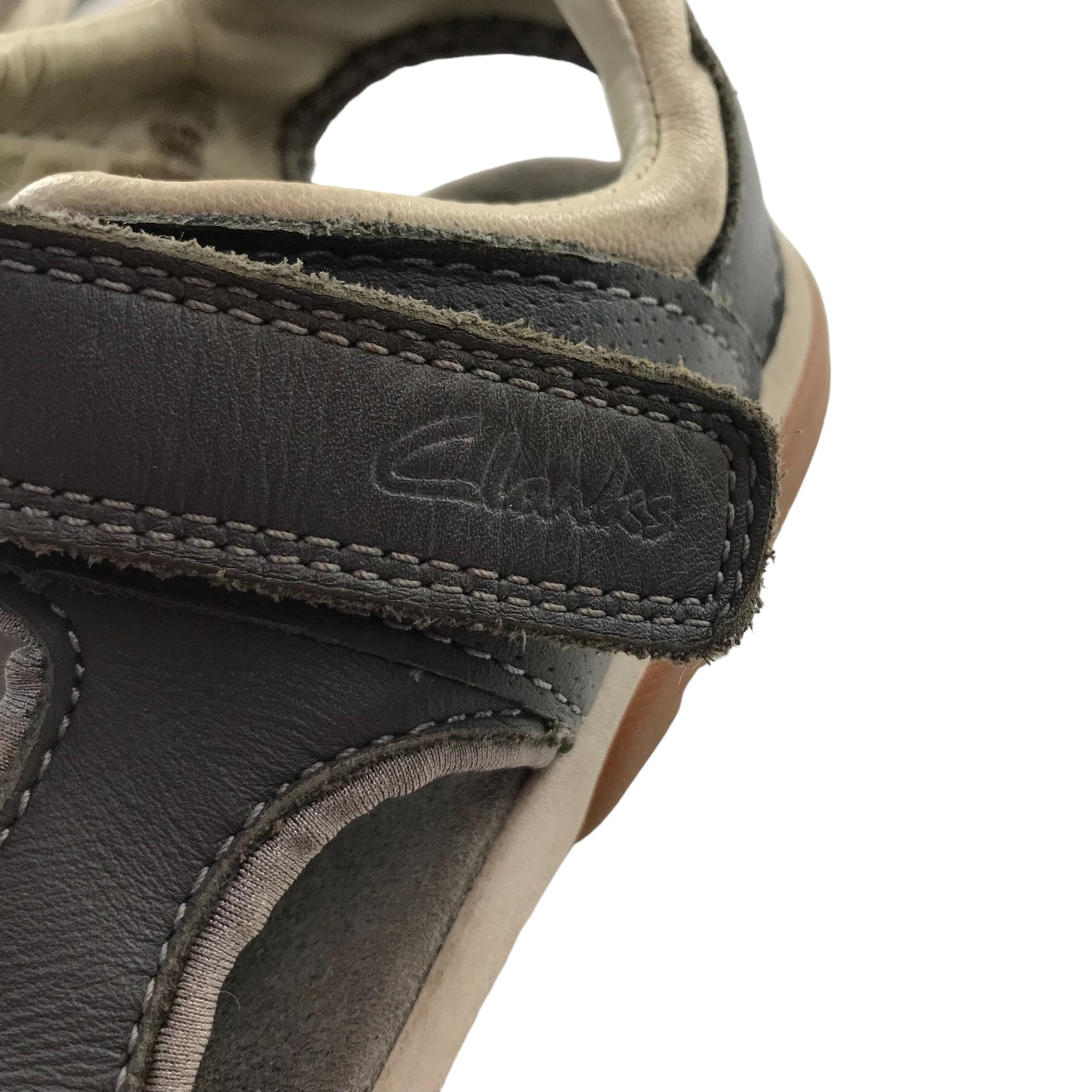 Clarks Sandals Shoe Size 12.5 Junior Grey Leather Style with Straps