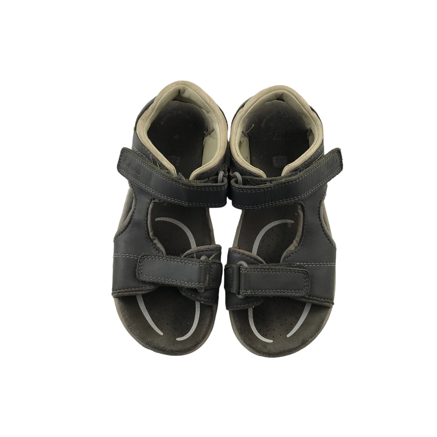 Clarks Sandals Shoe Size 12.5 Junior Grey Leather Style with Straps