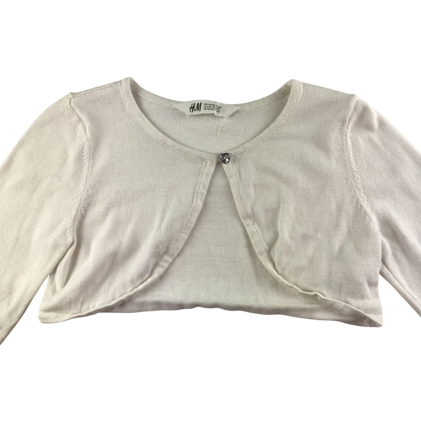 H&M Cropped Cardigan 6-7 Years White Cotton