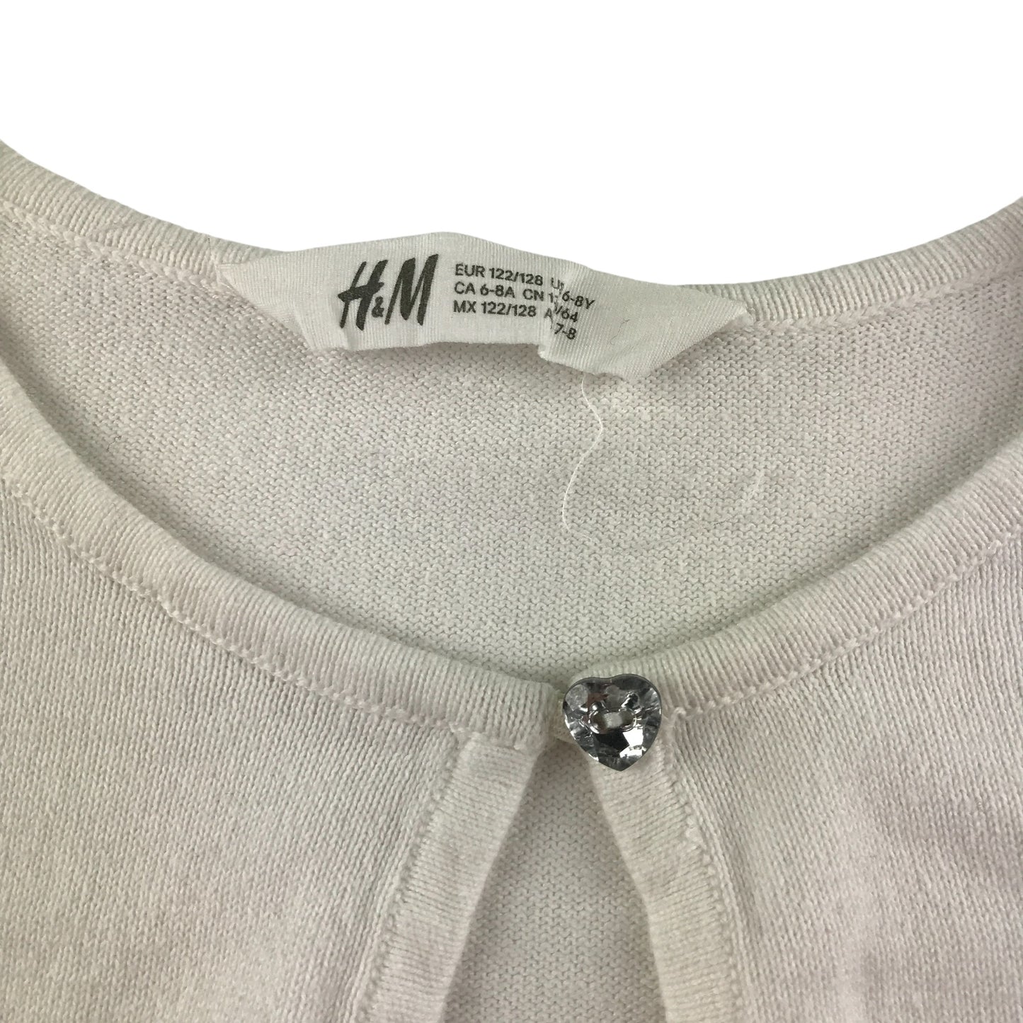 H&M Cropped Cardigan 6-7 Years White Cotton