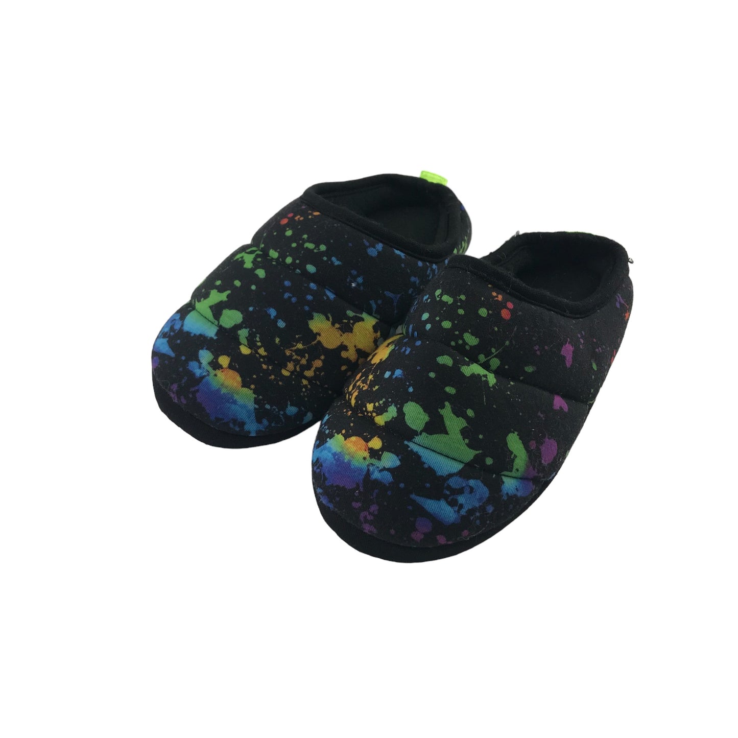 Next Slipper Shoe Size 13 Junior Black with Multicoloured paint splashes