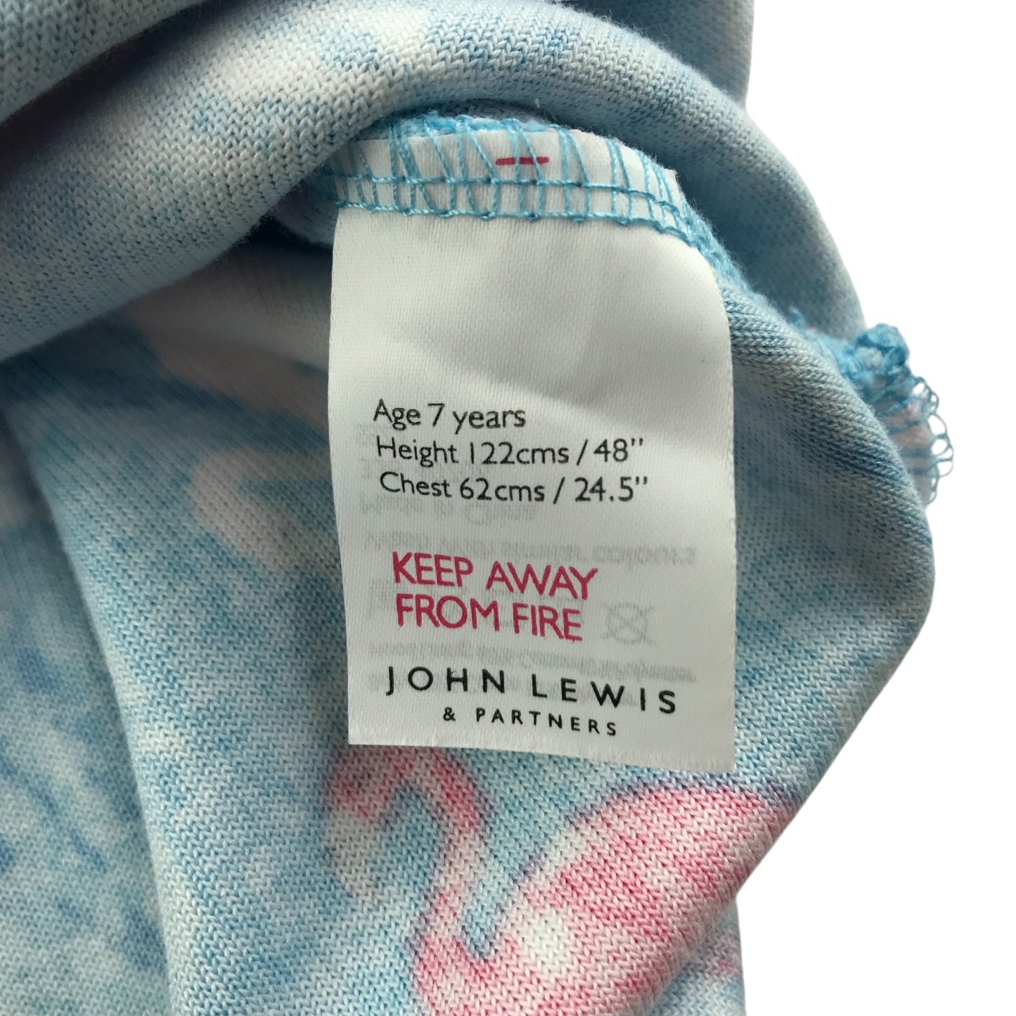 John Lewis blanket hoodie 6-7 years blue flamingo graphic print